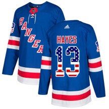 New York Rangers Men's Kevin Hayes Adidas Authentic Royal Blue USA Flag Fashion Jersey