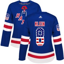 New York Rangers Women's Kevin Klein Adidas Authentic Royal Blue USA Flag Fashion Jersey