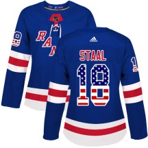 New York Rangers Women's Marc Staal Adidas Authentic Royal Blue USA Flag Fashion Jersey