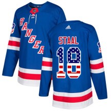 New York Rangers Youth Marc Staal Adidas Authentic Royal Blue USA Flag Fashion Jersey