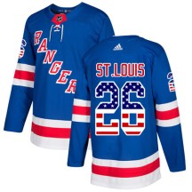 New York Rangers Youth Martin St. Louis Adidas Authentic Royal Blue USA Flag Fashion Jersey