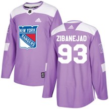 New York Rangers Men's Mika Zibanejad Adidas Authentic Purple Fights Cancer Practice Jersey