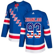New York Rangers Men's Mika Zibanejad Adidas Authentic Royal Blue USA Flag Fashion Jersey
