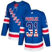 New York Rangers Men's Ondrej Pavelec Adidas Authentic Royal Blue USA Flag Fashion Jersey