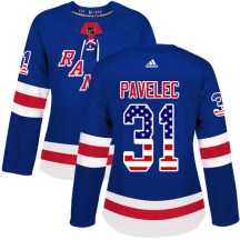 New York Rangers Women's Ondrej Pavelec Adidas Authentic Royal Blue USA Flag Fashion Jersey