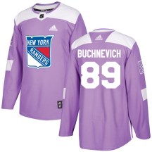 New York Rangers Men's Pavel Buchnevich Adidas Authentic Purple Fights Cancer Practice Jersey