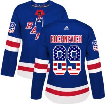 New York Rangers Women's Pavel Buchnevich Adidas Authentic Royal Blue USA Flag Fashion Jersey