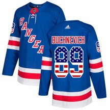 New York Rangers Youth Pavel Buchnevich Adidas Authentic Royal Blue USA Flag Fashion Jersey