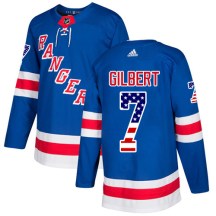 New York Rangers Youth Rod Gilbert Adidas Authentic Royal Blue USA Flag Fashion Jersey