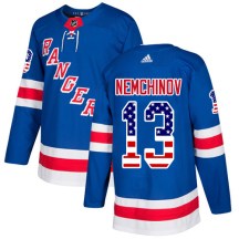 New York Rangers Youth Sergei Nemchinov Adidas Authentic Royal Blue USA Flag Fashion Jersey