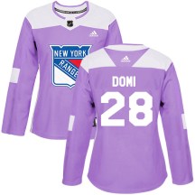 New York Rangers Women's Tie Domi Adidas Authentic Purple Fights Cancer Practice Jersey