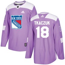 New York Rangers Men's Walt Tkaczuk Adidas Authentic Purple Fights Cancer Practice Jersey