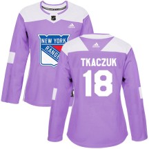 New York Rangers Women's Walt Tkaczuk Adidas Authentic Purple Fights Cancer Practice Jersey